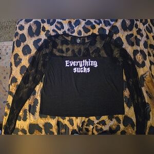 Dolls Kill Black Mesh Long Sleeve Tee